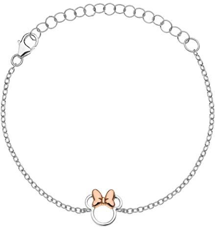 Disney-Armband aus Silber mit einer zentralen Figur die Minnie darstellt, Länge 13-18 cm (Geformt)