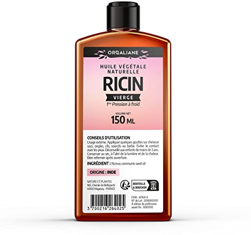 Olio di ricino 150 ml - Orgaliana - Puro e naturale - Barba, Capelli, Ciglia, Unghie, Pelle