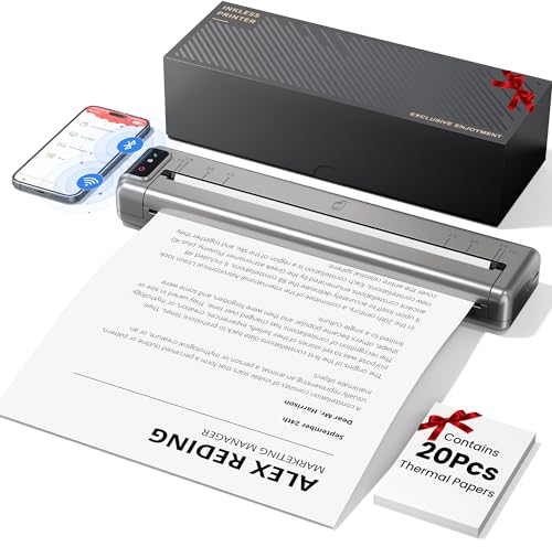 Phomemo Q302 A4 Handy Thermodrucker, Mobiler Drucker für Unterwegs, Verbindung über WiFi, Bluetooth und USB, Unterstützt Thermopapier A4(210x297mm), B5, A5, Klein Kompakter WLAN Drucker, 300DPI