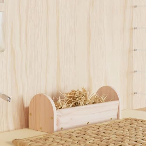 BAZZI Heuraufe für Kaninchen, Heuspender aus Massivholz Tanne, Kaninchen-Heuspender, Heuraufe für Meerschweinchen, Maße: 28x10x10 cm