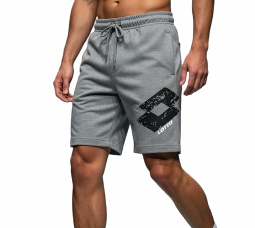 Lotto Bermuda Uomo in Cotone - Short - Pantaloncino Uomo per Lo Sport e Il Tempo Libero - Fitness - Palestra - Abbigliamento Sportivo (Grigio Limited, S)