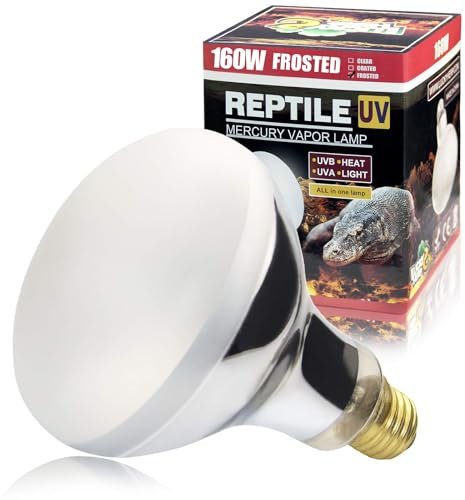 LUCKY HERP UVA UVB Wärmelampe Terrarium, E27 Reptilien UVB Lampe Terrarium 160W, D3 UV Basking Spot Lampe für Schildkröte, Bartagame, Eidechse, Gecko