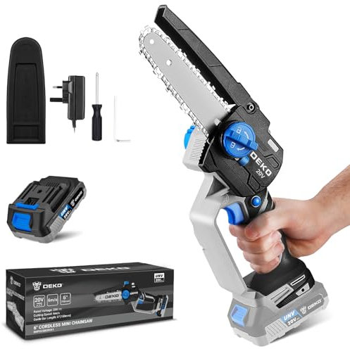 Mini Motosierra Bateria:DEKOPRO Motosierra Eléctrica de15 cm con Depósito de aceite,Potente y Versátil | Ideal para Podar