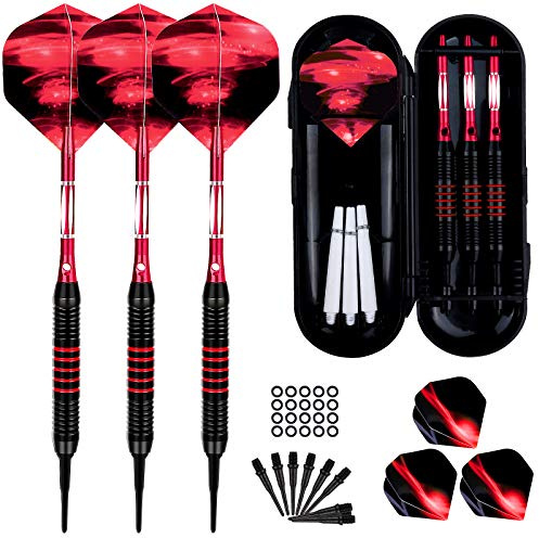 GUBOOM Freccette Professionali Punta Plastica 18g, Set di Freccette Elettronico per Bersaglio Elettronico con 6 Voli e 50 Punte Morbide di Freccette + 20 O-Anelli, Set di 3 Freccette Morbide