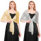 2 Stück Stola Damen für abendkleider, Glitzer schal Silber Damen, Bolero Damen Festlich Elegante Stola, Funkelnde Metallische Frauen Wickel für die Abendparty Formale Kleider Hochzeit Brautjungfer