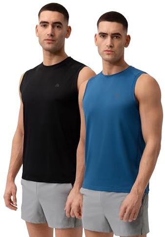 DANISH ENDURANCE Träningslinne, Gym, Ärmlös, för Män, 1 & 2-Pack | Ärmlöst träningslinne, andas & torkar snabbt, återvunnet stretchmaterial för löpning & gym