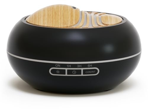 SALKING Diffuseur d'Huile Essentielle, 400ML Ultrasonique Diffuseur Electrique,7 Couleurs LED Humidificateur d'air, Silencieux Diffuseur d'arômes avec Arrêt Automatique,pour Chambre,Yoga - Black