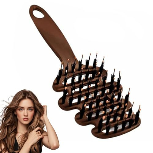 Cithway Volume+ Bristle Hair Brush,1 Piece Hot Hair Teasing Brush Bristle Hair Brush for Volume Hair Scalp Massage (Brown)