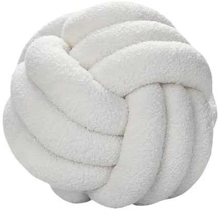 XIUsheUA Cojín Anudado a Mano Almohada de Bola Anudada for decoración del hogar, Almohada Felpa Tejida a Mano con Parte Trasera(White)