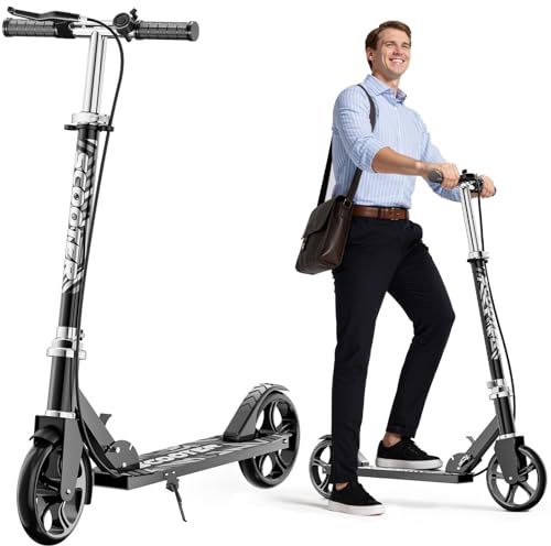 fanado Scooter for Kids Ages 8-12, Teens & Adults - Lightweight, Foldable, 200mm Big Wheels, Hand Brake & Bell, 4 Adjustable Height Levels, Perfect for School, Campus and Park Rides