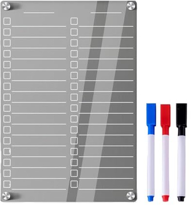 Lot de tableaux effaçables à sec en acrylique pour réfrigérateur avec listes de choses à faire et planificateur de repas hebdomadaire
