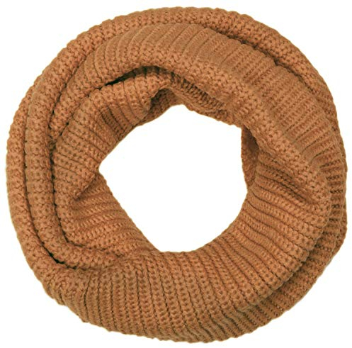 styleBREAKER Unisex Feinstrick Schal, einfarbiger Loop Schlauchschal, Feinripp Winter Strickschal, Loopschal 01018112, Farbe:Camel