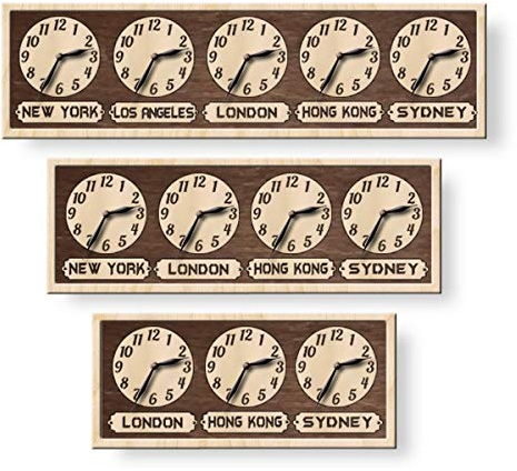 monastar Worldtime Wall Clock with City, State, Country or Time Zone Name 2-5 Dials, Family Multitime Timezone World Time Clock, Custom Personalized Office Clock