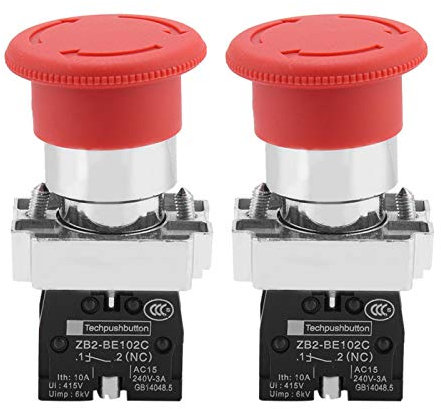 Shanrya Interruptor Compacto de Parada de Emergencia, Interruptor, Interruptor de Botón Pulsador de Parada de Emergencia Arrancador Electromagnético para Control Automático Contactor de Circuitos