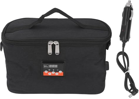 Luqeeg Borsa Termica per Auto, Scaldavivande Elettrico, Forno Portatile con Display a Temperatura Regolabile 30w 8l 12v per Cucinare e Riscaldare Gli Alimenti in Auto (BLACK)