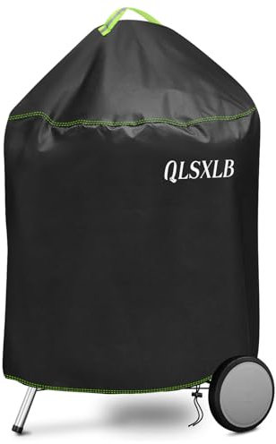 QLSXLB Funda Barbacoa Exterior Impermeable Redonda, 420D Oxford Cubierta BBQ de Parrilla Φ77x90cm, Fundas Protectora para Barbacoa Anti-Viento/Anti-Polvo/Anti UV, Resistente al Desgarro Negro