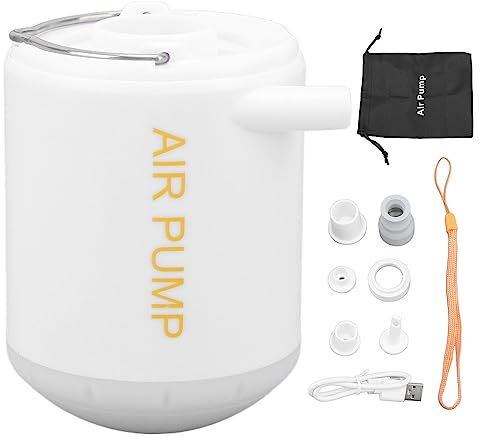 Buachois Tragbare Luftpumpe, Luftpumpe für Schlauchboote, leistungsstarkes Aufblasen und Entleeren, wiederaufladbarer Akku, vielseitige Mini-Luftmatratzenpumpe für Camping, Wandern,