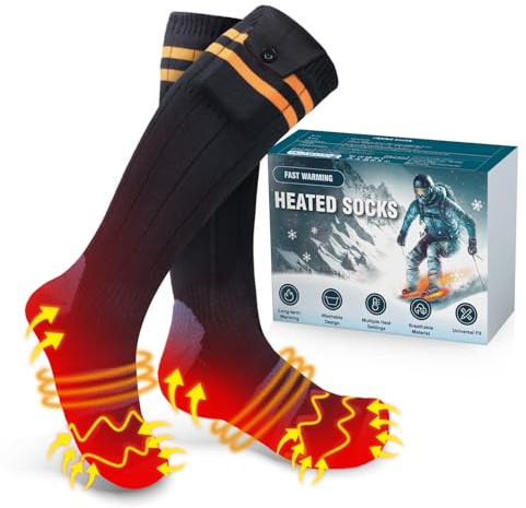 Heated Socks Up to 8 Hours 5000mAh Rechargeable Electric Socks Washable Winter Foot Warmer Heated Socks for Men&Women for Outdoors Work Fishing Hunting Skiing Riding Camping