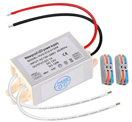 TTFDSUJUS Cabinet Light Driver DC 12V 1A G4 GY6.35 Strip Light Power Supply Puck Light Range Hood Light Driver Waterproof IP67