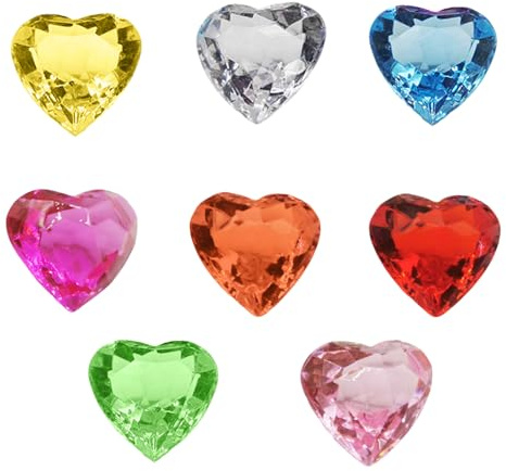 15 stycken hjärtan diamanter färgglada, stor akryl ädelsten dekoration glitter ädelstenar set för strand skattjakt och dykträning vaser bordsdekoration bröllop