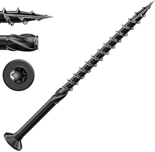 Zuyya Torx Lot de 50 vis à bois 4,5 x 75 mm, pour panneaux d'aggloméré, noirs, vis de terrasse, vis à tête fraisée, vis universelles pour constructions de toiture