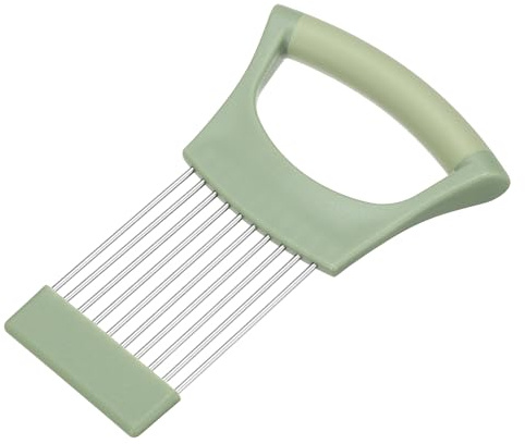 sourcing map Onion Slicer Holder, Stainless Steel Vegetable Cutting Holder Food Cutter Tool for Slicing Storing Onions Tomatoes Potatoes Avocados Apples, Green