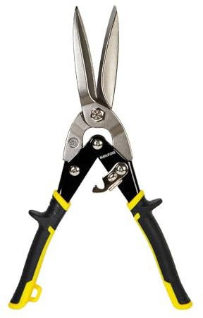 MANUFORE 12-Inch Aviation Tin Snips, Cr-Mo Chrome Molybdenum Steel Heavy Duty Metal Shears for Tough Sheet Metal Cutting