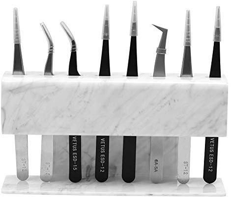 GEMERRY 8 Löcher Pinzette Halter Halterung Make-Up Zubehör für Wimpernverlängerung Marmormuster -Acrylmaterial Tweezer Holder von (marmormuster Pinzettenständer)