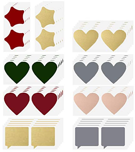 90 piezas Rascar Etiquetas Pegatinas, CNYMANY 7,6cm Autoadhesivo Pelar y Pegar Etiquetas para Álbum de Recortes Juegos Fiesta Regalo Tarjeta Postal Promoción - Corazón, Diálogo, Estrella