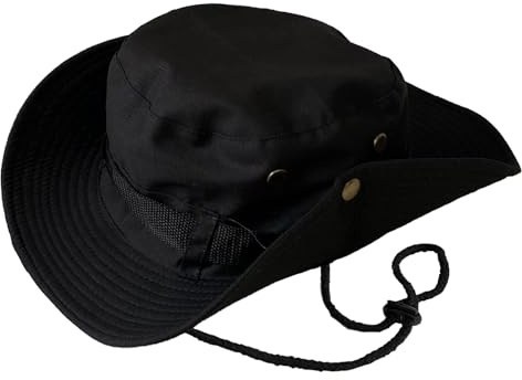 Taeku Cappello Boonie Uomo Donna Anti UV Protezione Solare a Tesa Larga Cappello per Esterni Safari Cappello da Sole per Esterno Escursionismo (Nero)