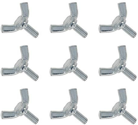 MroMax 20 tornillos de mariposa M4 x 20 mm, tornillos para pulgar, tornillos de mano, acero al carbono, fijación de máquina de zinc chapado en tono plateado