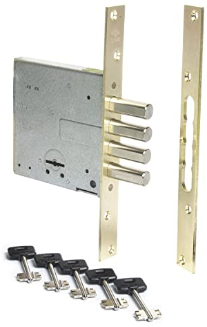 CISA 1570286000000C5 - Cerradura de enroscar de doble mapa de 4 mandos, solo cierre, 4 pistones, acero, entrada 60, mano ambidiestra, 5 llaves