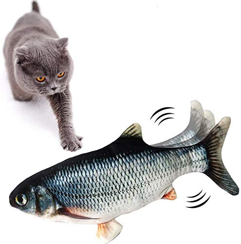 INF Interaktiv kattleksak Sprattlande Fisk Grå, inklusive kattmynta