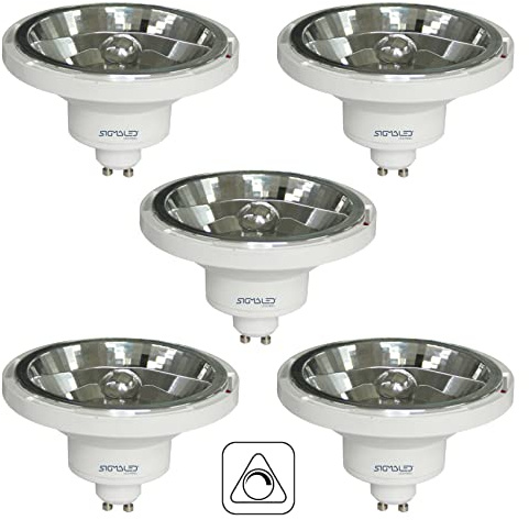 SIGMALED LIGTHING, SPOT LED AR111 DIMMABLE GU10 14W (équivalent 110W halogène), 1000 lumens, Blanc Chaud 3000K, Ampoule Gradable AR111, LOT DE 5