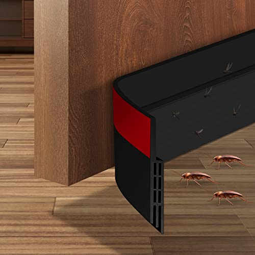 flintronic Tür Dichtung, NEU Premium Türdichtung Selbstklebend, Türdichtung Zugluftstopper für Türen, Türdichtung Unten,Dichtungsband für Türen,Tür Zugluftstopper für Schallschutz, Kälteschutz Schwarz