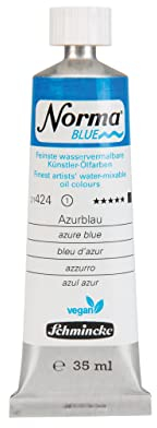 Schmincke - NORMA® Blue, 21424009, feinste wasservermalbare Künstler-Ölfarben, höchstpigmentiert, lichtecht, vegan, Azurblau - 35 ml