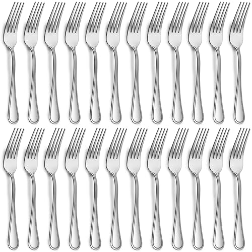 Gifcomda Set di 24 Forchette Acciaio Inox, 20 cm, Squisitamente Lucidate a Specchio, Per Casa, Ristorante, Feste, Lavabili in Lavastoviglie