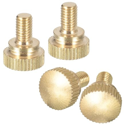 QUARKZMAN M5x8mm Viti a Testa Zigrinata, 4pz Viti a Testa Zigrinata Ottone Bulloni Pomelli Impugnatura a Spalla Elementi Fissaggio, Tono Ottone