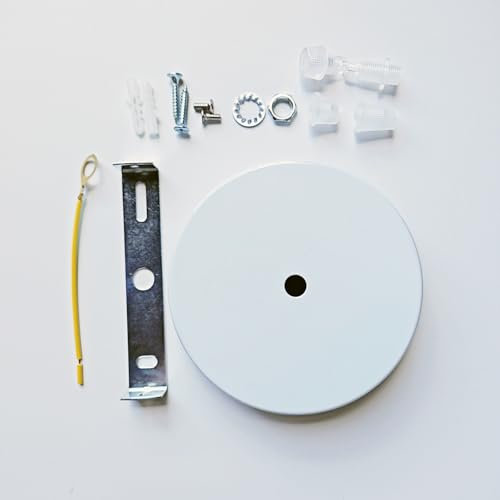 Chrasy Techo Rose Colgante Abrazadera Placa para Instalación de Luz Blanco Rosetón Cilíndrico de Metal para Lámpara de Techo, para Iluminación Colgante, Luces de Pasillo(120MM)