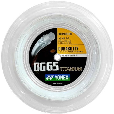 YONEX BG 65 TI Badminton String, Reel (Color Option) (White)