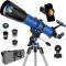 HUGERSTAR Teleskop, Teleskop für Erwachsene, leistungsstark, 90 mm Blende, 800 mm, professionelle Refraktor-Teleskope für Erwachsene, Astronomie, Anfänger, mit AZ-Halterung, Edelstahlstativ