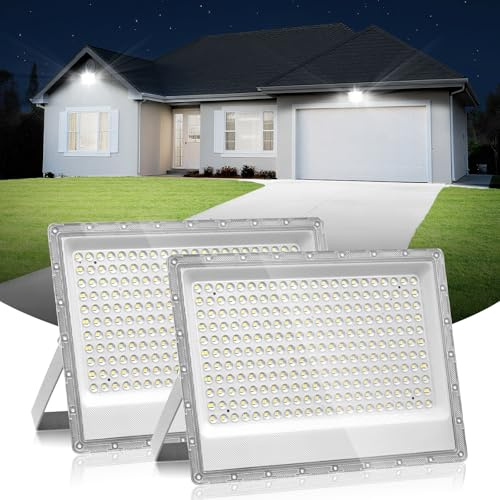 Hondony 2 Stück 200W LED Strahler Außen, 6500K LED Fluter Flutlicht, IP66 Wasserfest Scheinwerfer Aussenstrahler, tageslichtweiße Beleuchtung für Lager, Garten, Garage, Hof, Parkplatz