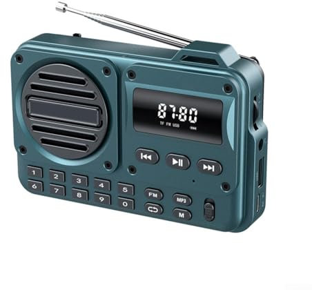 Petite radio portable AM FM, radio numérique DAB FM rechargeable, lecture de batterie 1200 mAh et alimentation secteur (bleu)