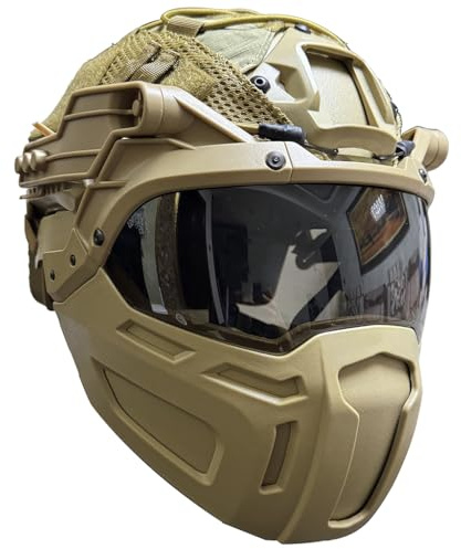 KBFLWBF Casque Tactique Fast Casque Airsoft Ajustable avec Couvre Masque et Lunettes Léger Outdoor Equipement Tactique pour Paintball CS Chasse Airsoft Entraînement C