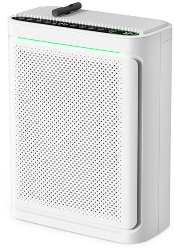 VOOPNU Air Purifiers For Home With Air Quality Display Cover Area Up to 2152 Sq.Ft Equipped with True H13 Washable Filter Air Cleaner with Fragrance Sponge for Bedroom Dorm Room, DH-JHD08(White)