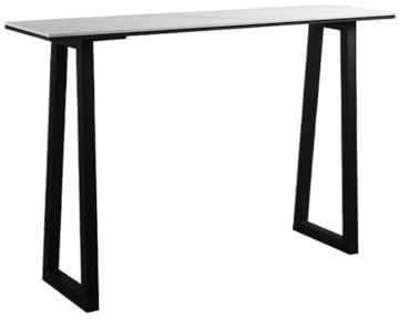 Bartabeller 140 cm enkelt långt barbord med metallram, rektangulärt högt bord for kök, matsal och vardagsrum Bar Bordets Högbord(Vit)