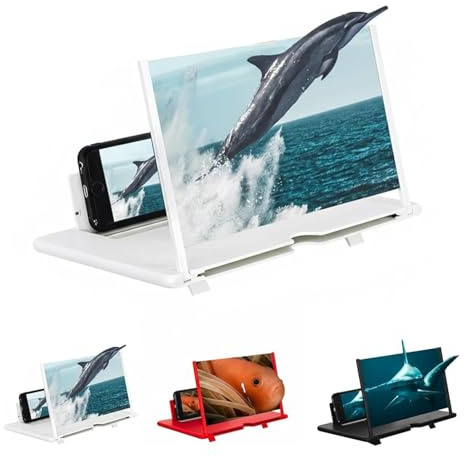 Lente di ingrandimento per schermo – Amplificatore per schermo del telefono pieghevole HD 3D aggiornato 2025, lente d'ingrandimento portatile da 10-20 pollici per guardare film, video e giochi (bianco
