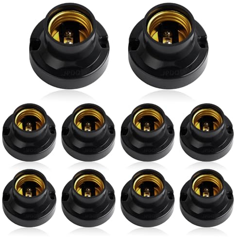 GZGXKJ Portalampada da Soffitto 10 Pezzi Portalampada E27 Universale Porta Lampada E27 Porta Lampada da Soffitto per Lampade LED a Risparmio Energetico Lampade a Ventola (Nero)
