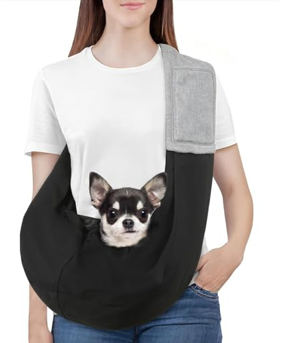 Pawaboo Small Dog Sling Carrier, Black+Gray