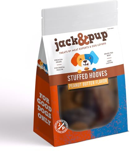 Jack&Pup Filled Cow Hooves for Dogs, Cow Hoofs for Dogs, Natural Dog Chews, Stuffed Bones (Peanut Butter Flavor) 5 Pack